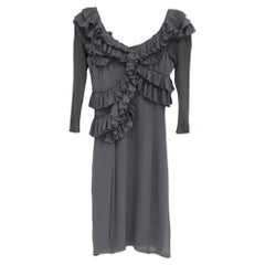 Burberry Ruffled Mini Dress in Grey Silk