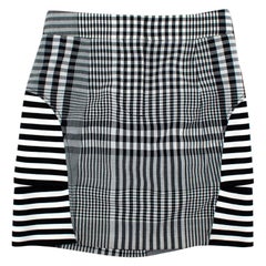 Burberry Runway Black & White Check Wool Mini Skirt - Size US 00