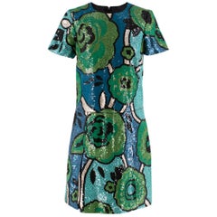 Burberry Runway green sequin-embellished shift dress US 2