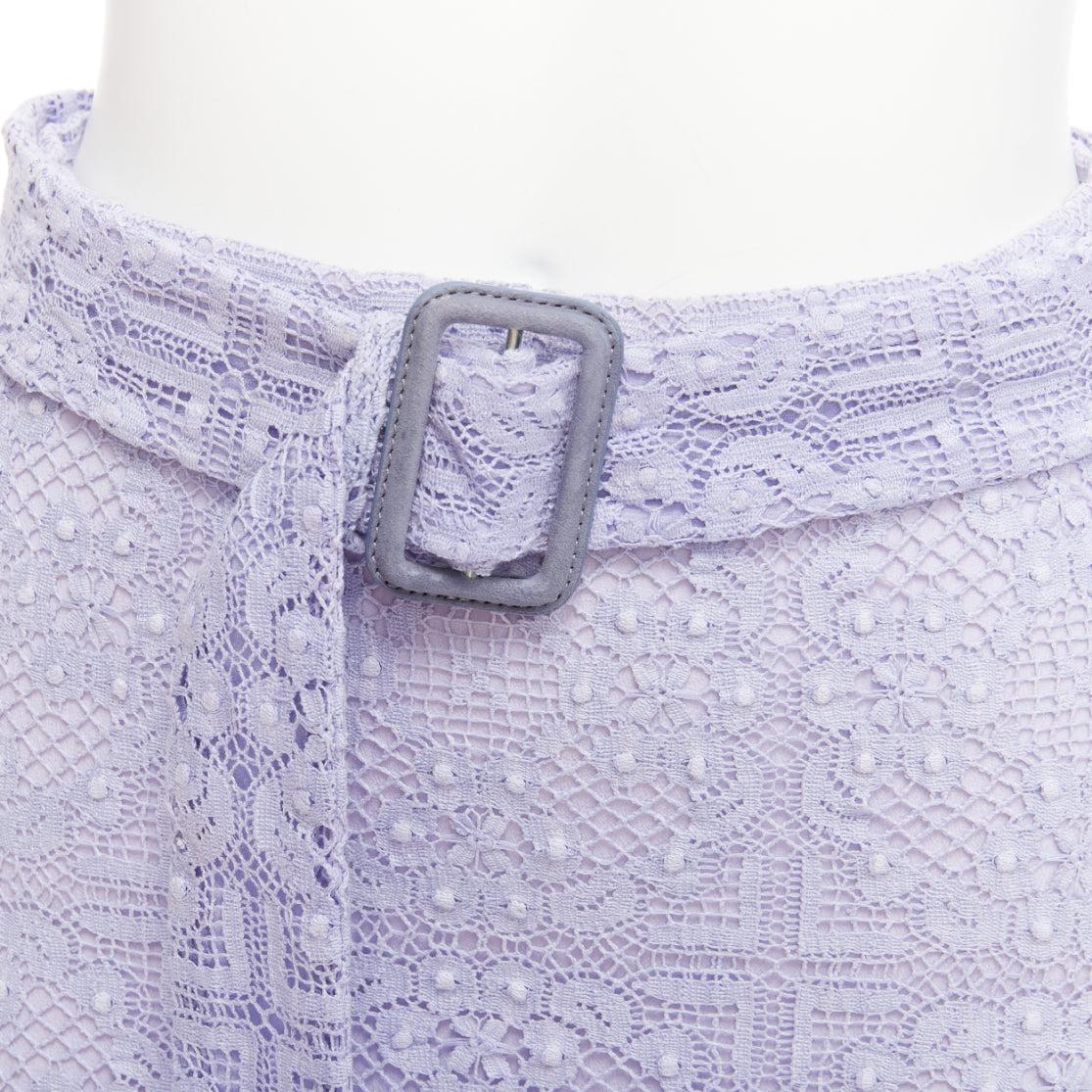 BURBERRY Runway lilac purple cotton blend lace belted pencil skirt IT36 XXS
Reference: AAWC/A00960
Brand: Burberry
Designer: Christopher Bailey
Collection: Runway
Material: Cotton, Blend
Color: Purple
Pattern: Lace
Closure: Zip
Lining: Purple