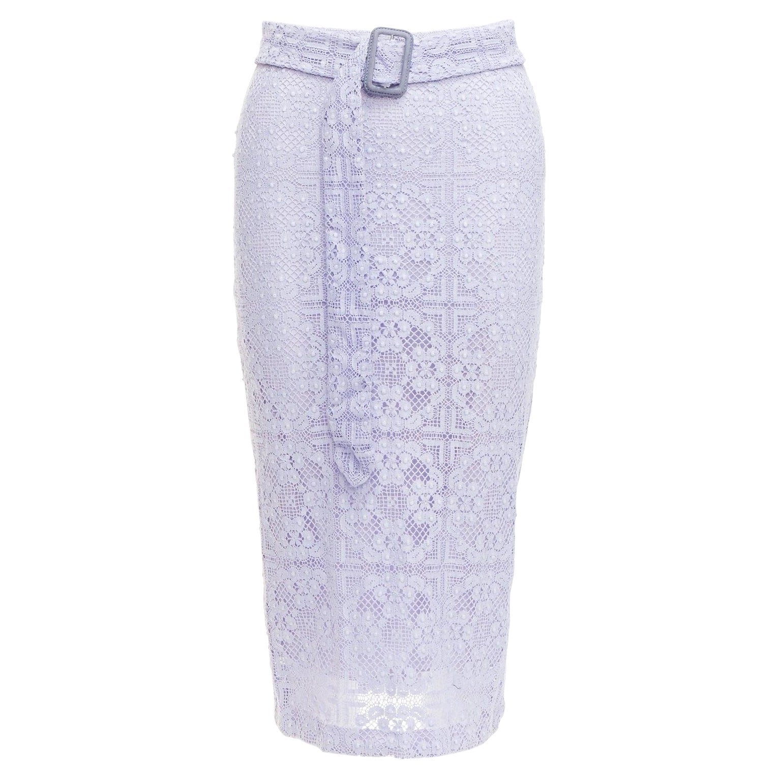 Burberry Runway lilas violet jupe crayon ceinturée en coton mélangé IT36 XXS