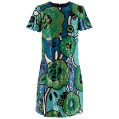 Burberry Runway sequin-embellished green shift dress UK 6