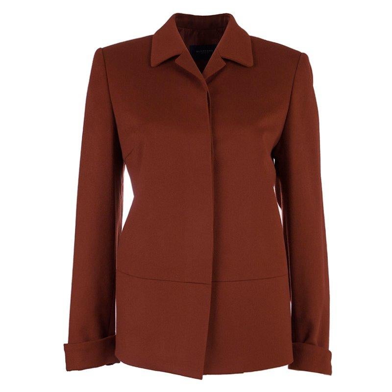Brown Burberry Rust Red Wool Skirt Suit S
