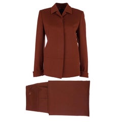 Burberry Rust Red Wool Skirt Suit S