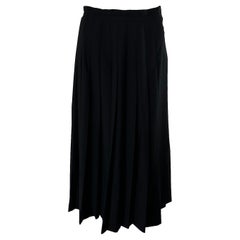 Used Burberry/s 1980s Black Fine Wool Stitch Down Pleated Skirt 40