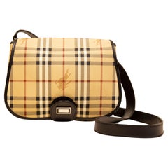 Vintage Burberry Saddle Bag in Vinyl Coated Canvas with the Burberry Classic Check
