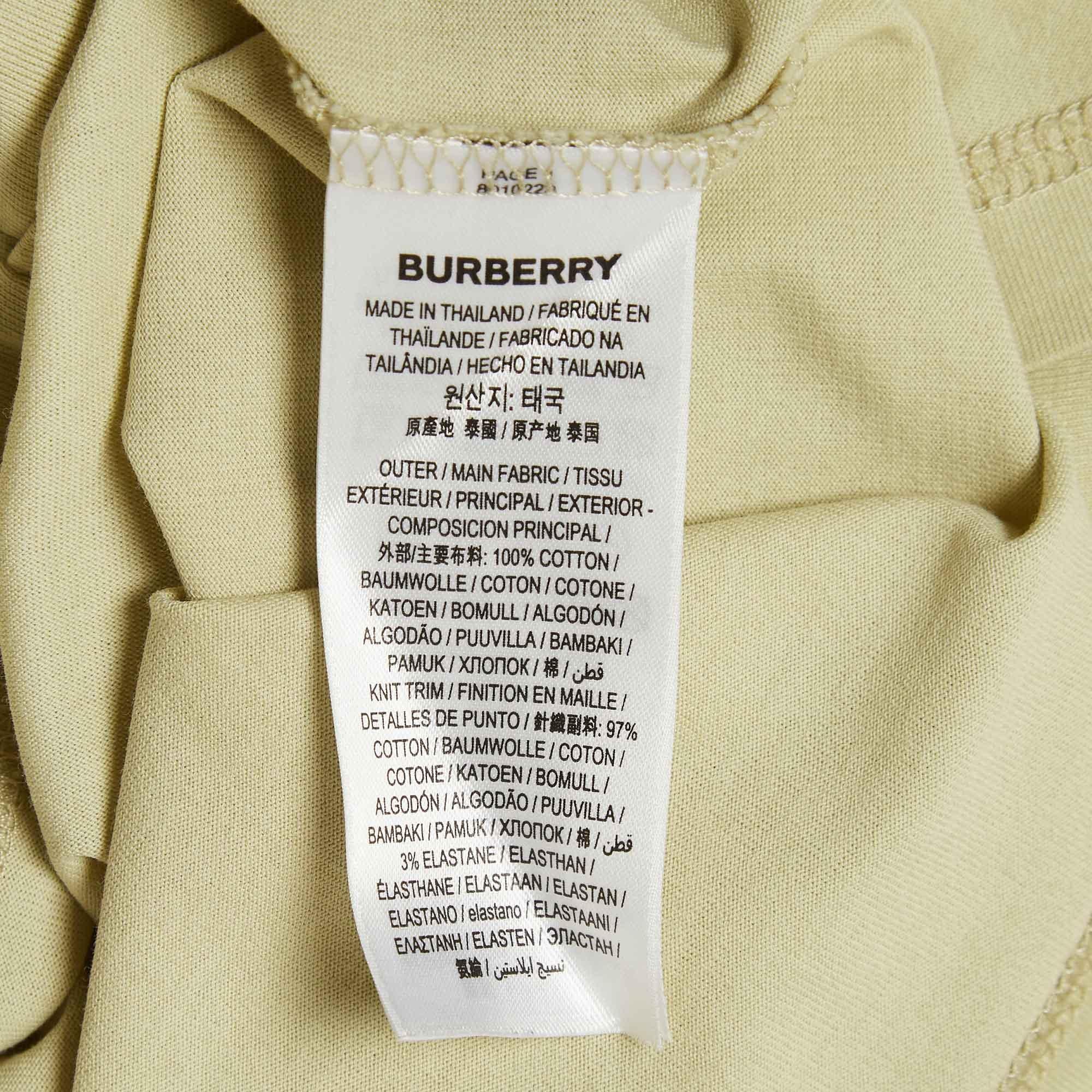 Burberry Sage Green Logo Print Jersey Crew Neck T-Shirt S For Sale 1