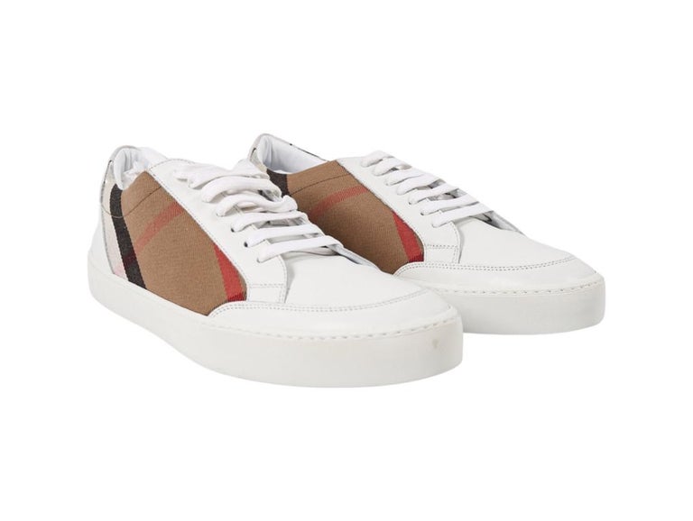 burberry salmond leather and cotton sneakers