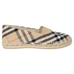 BURBERRY Sand beige Leinwand IP CHECK ESPADRILLES Flats Schuhe 37.5