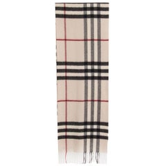 BURBERRY sand beige cashmere BIG CHECK Muffler Scarf Shawl