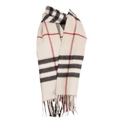 BURBERRY sand beige cashmere BIG CHECK Muffler Scarf Shawl