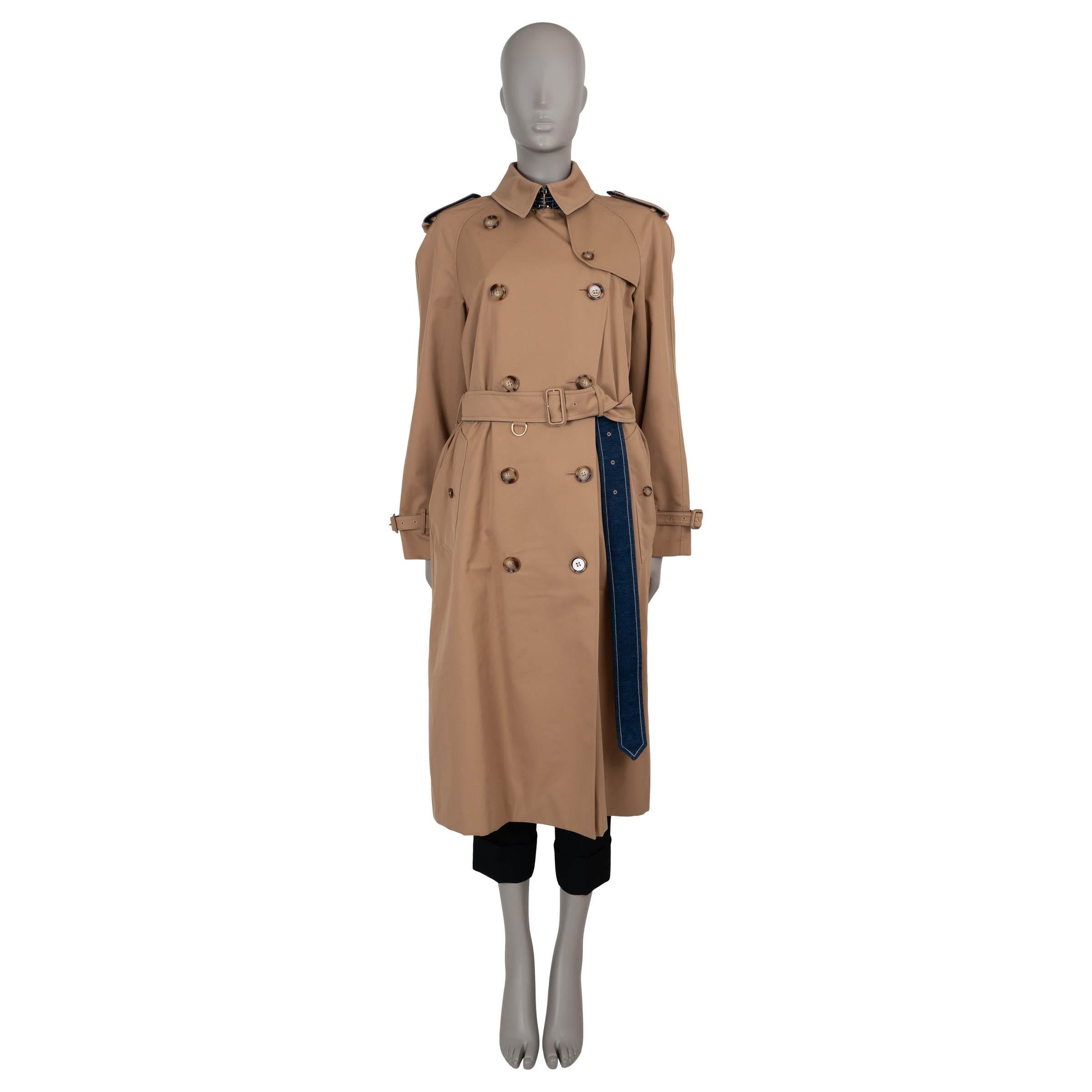 Women's BURBERRY sand WATERLOO LONG DENIM DETAILED TRENCH Coat Jacket 12 L For Sale