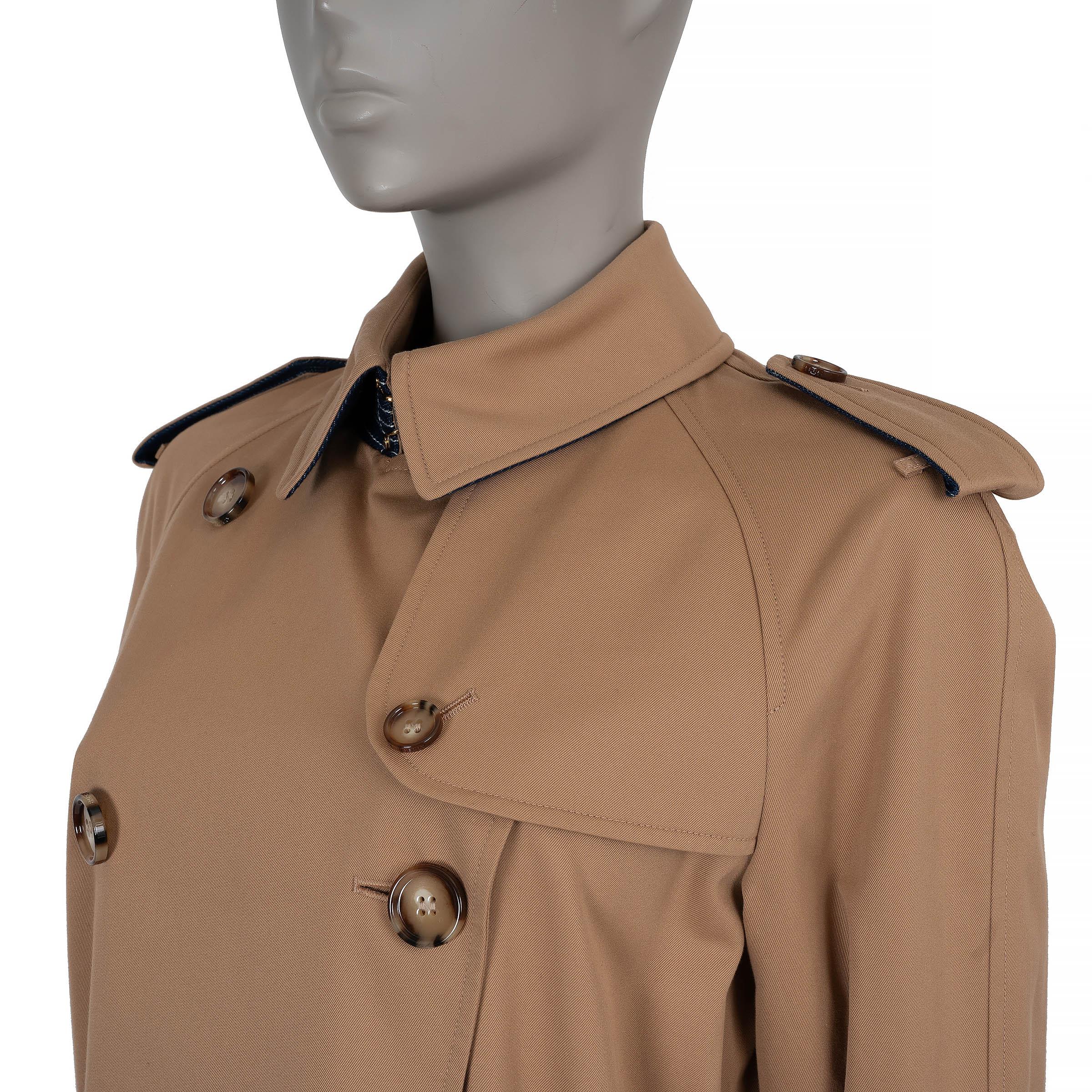 BURBERRY sand WATERLOO LONG DENIM DETAILED TRENCH Coat Jacket 12 L For Sale 1