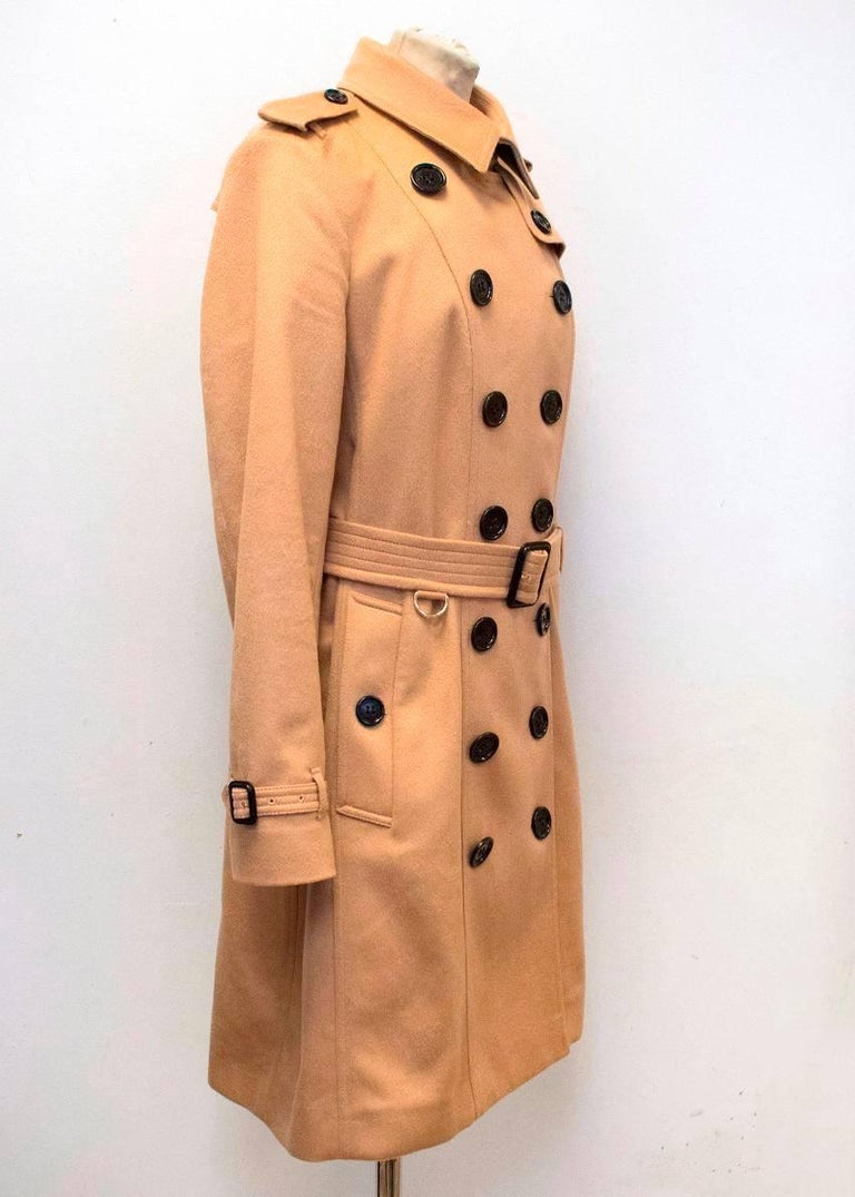 Burberry 'Sandringham' Tan Cashmere Trench Coat - Size L at 1stDibs