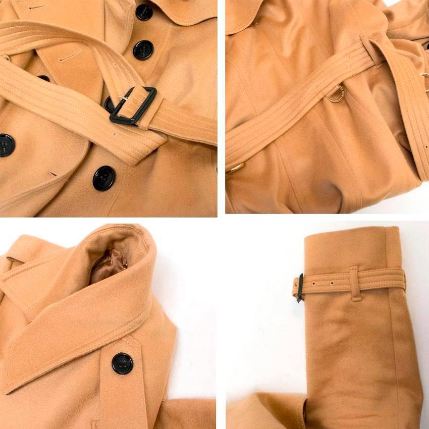 Burberry 'Sandringham' Tan Cashmere Trench Coat - Size L In Excellent Condition In London, GB