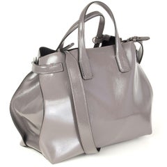 BURBERRY Sepia grey leather BANNER SOFT MEDIUM TOTE Bag