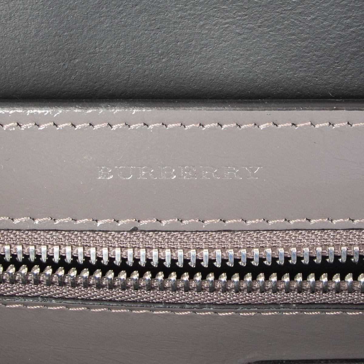 Gray BURBERRY Sepia grey leather BANNER SOFT MEDIUM TOTE Bag