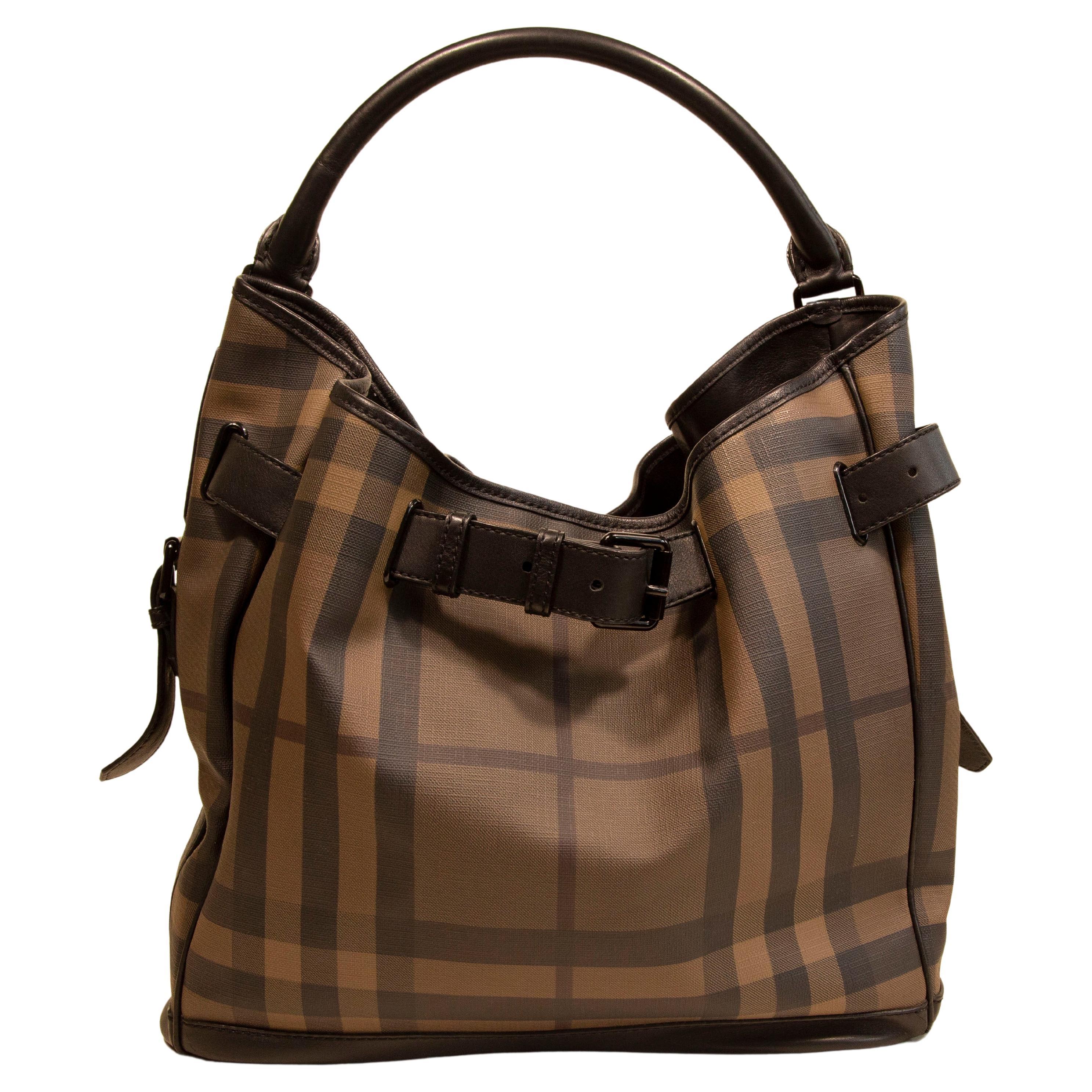Burberry Shoulder Bag in Coated Canvas with Nova Check Pattern For Sale