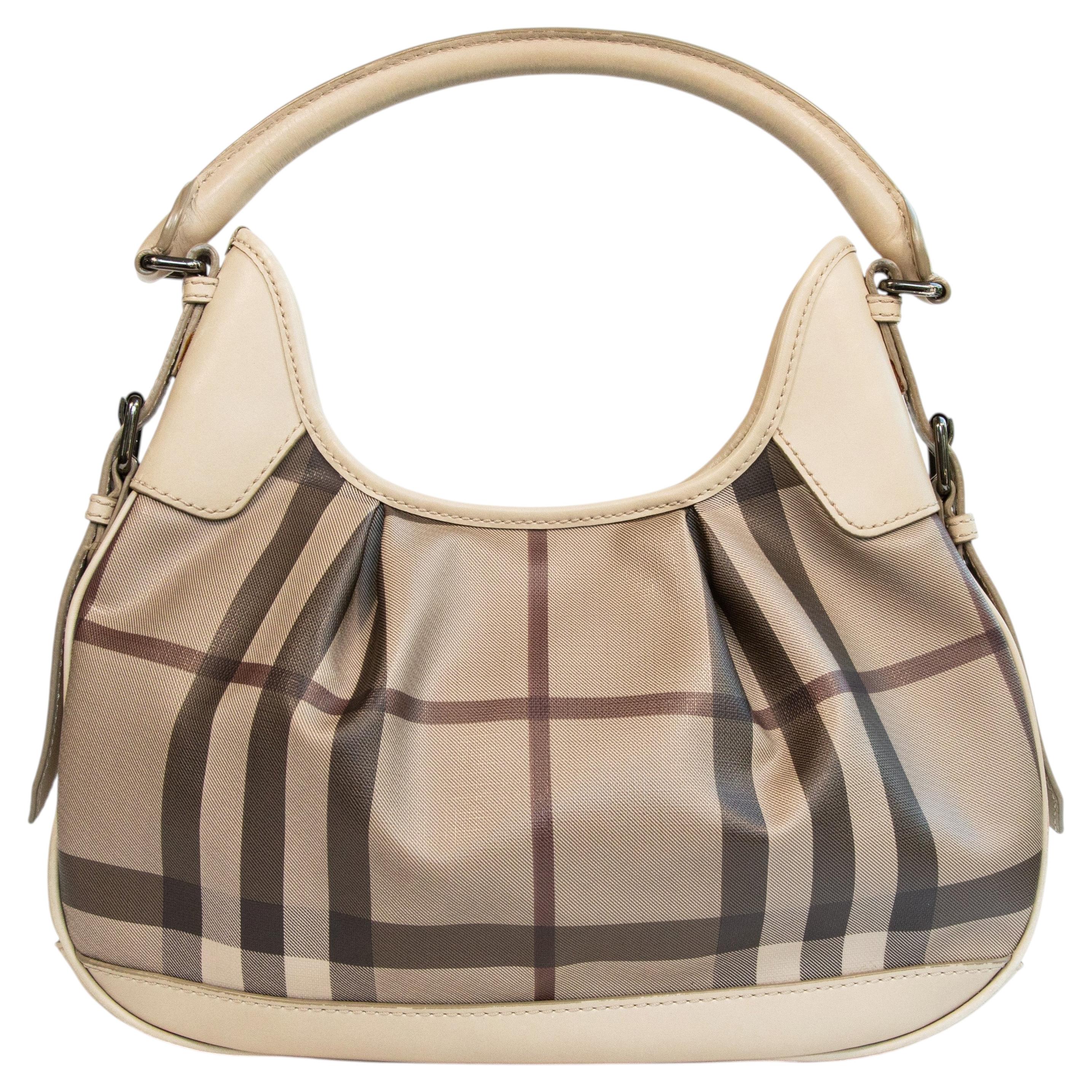 Sac hobo Burberry en toile multicolore enduite et cuir gris
