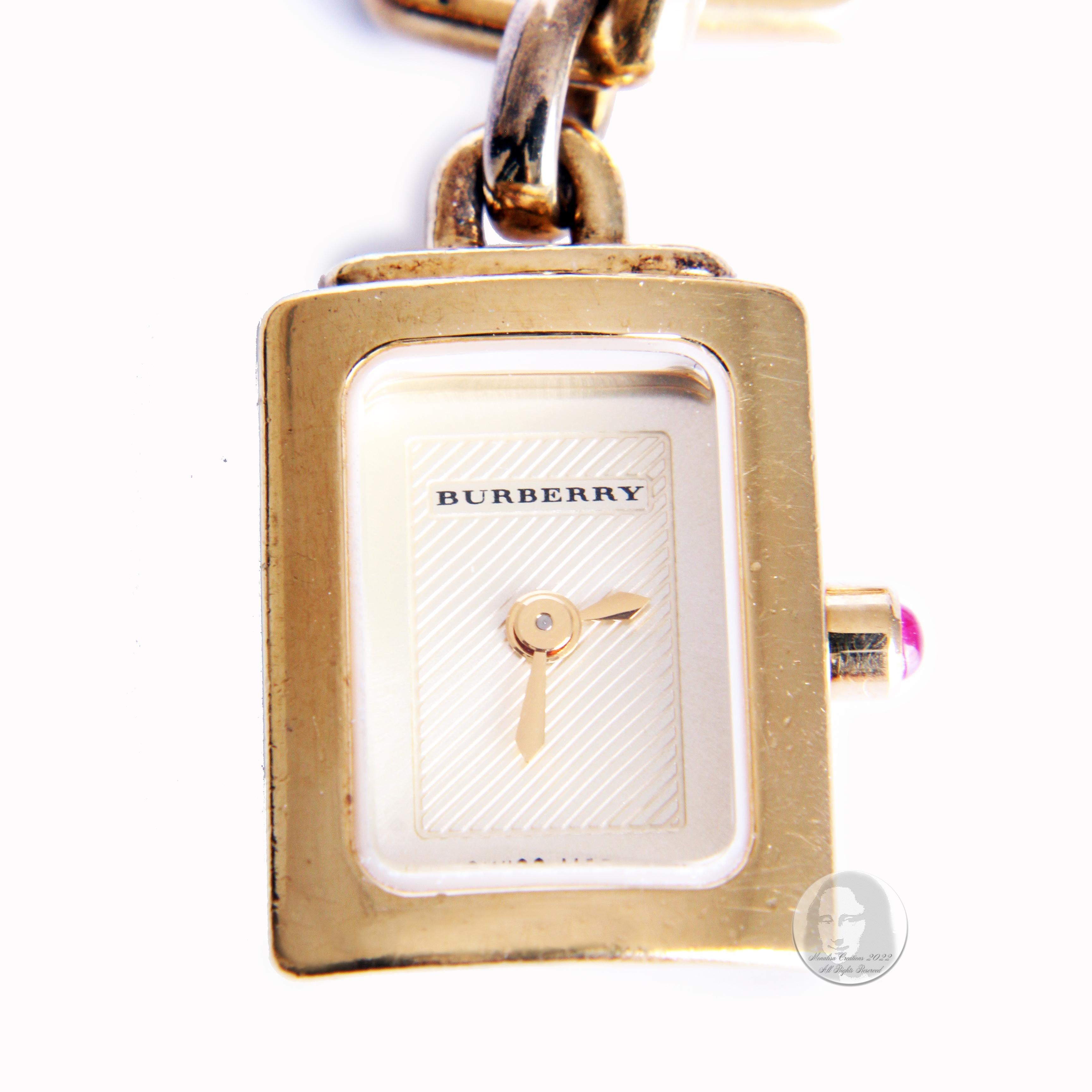 Contemporary Burberry Signature Charm Bracelet Watch Gold Plated Sterling Silver Style BU5202