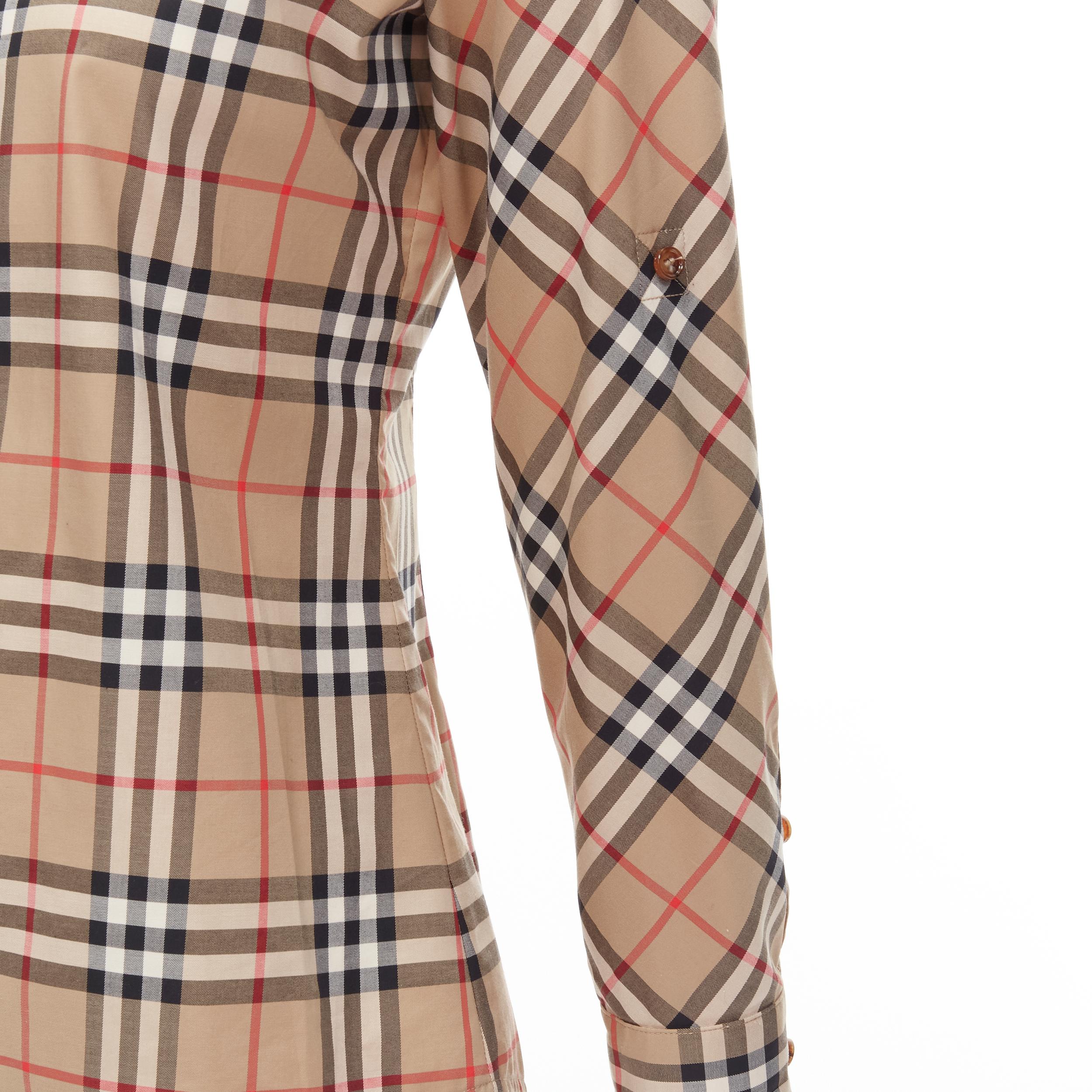 Women's BURBERRY Signature House Check slim fit cotton long sleeve shirt XS