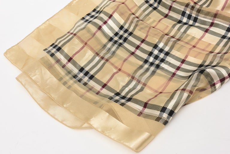 Burberry Silk Satin Scarf Vintage For Sale at 1stDibs