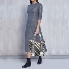 Burberry Silver Beat Check Nylon Victoria Tote