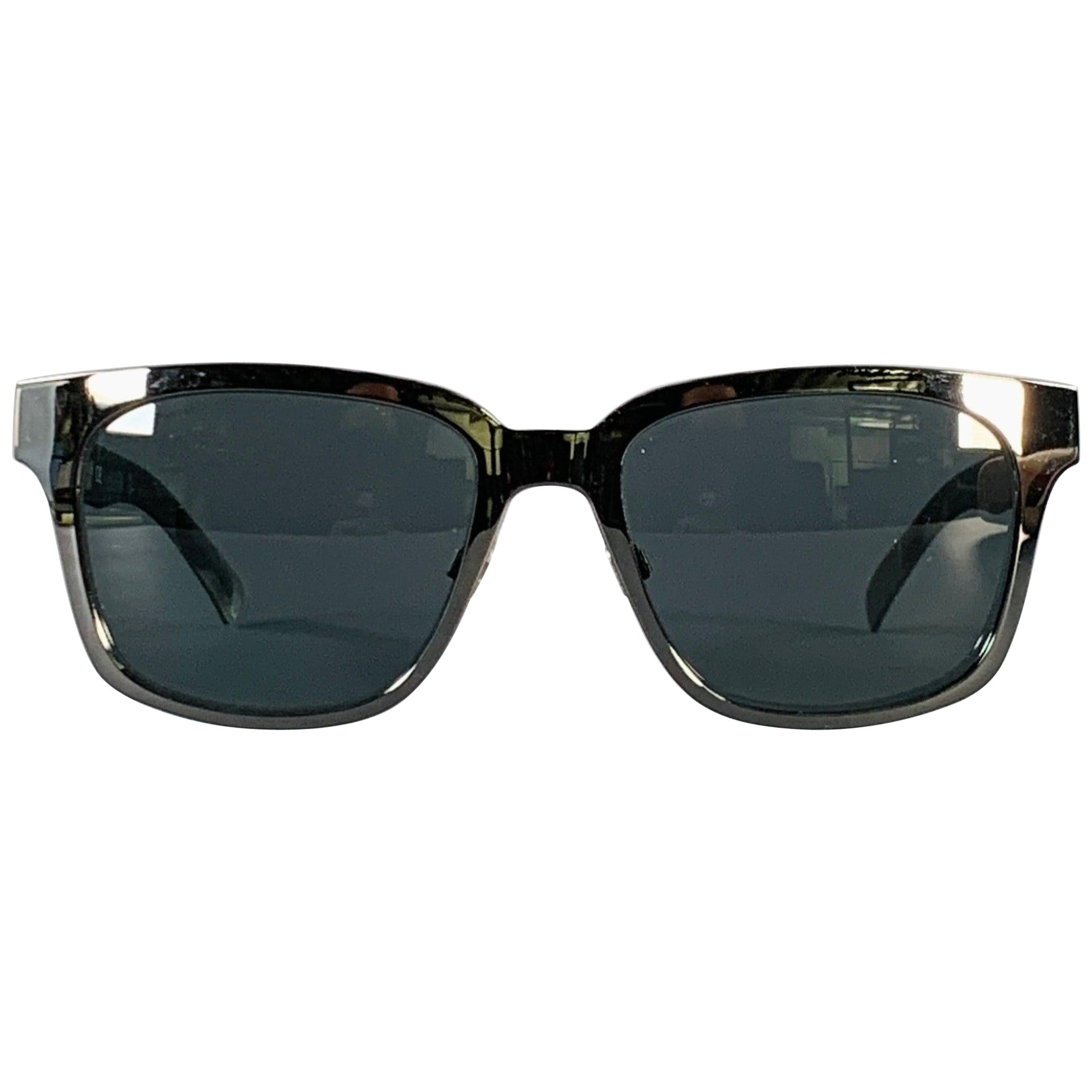 BURBERRY Silver Black Metal Square Sunglasses