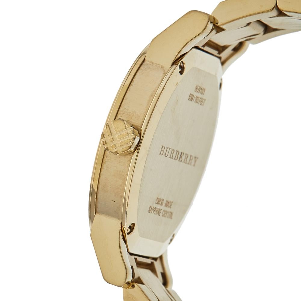 Contemporary Burberry Silver Gold Tone Stainless Steel BU9103 Women's Wristwatch 34 mm