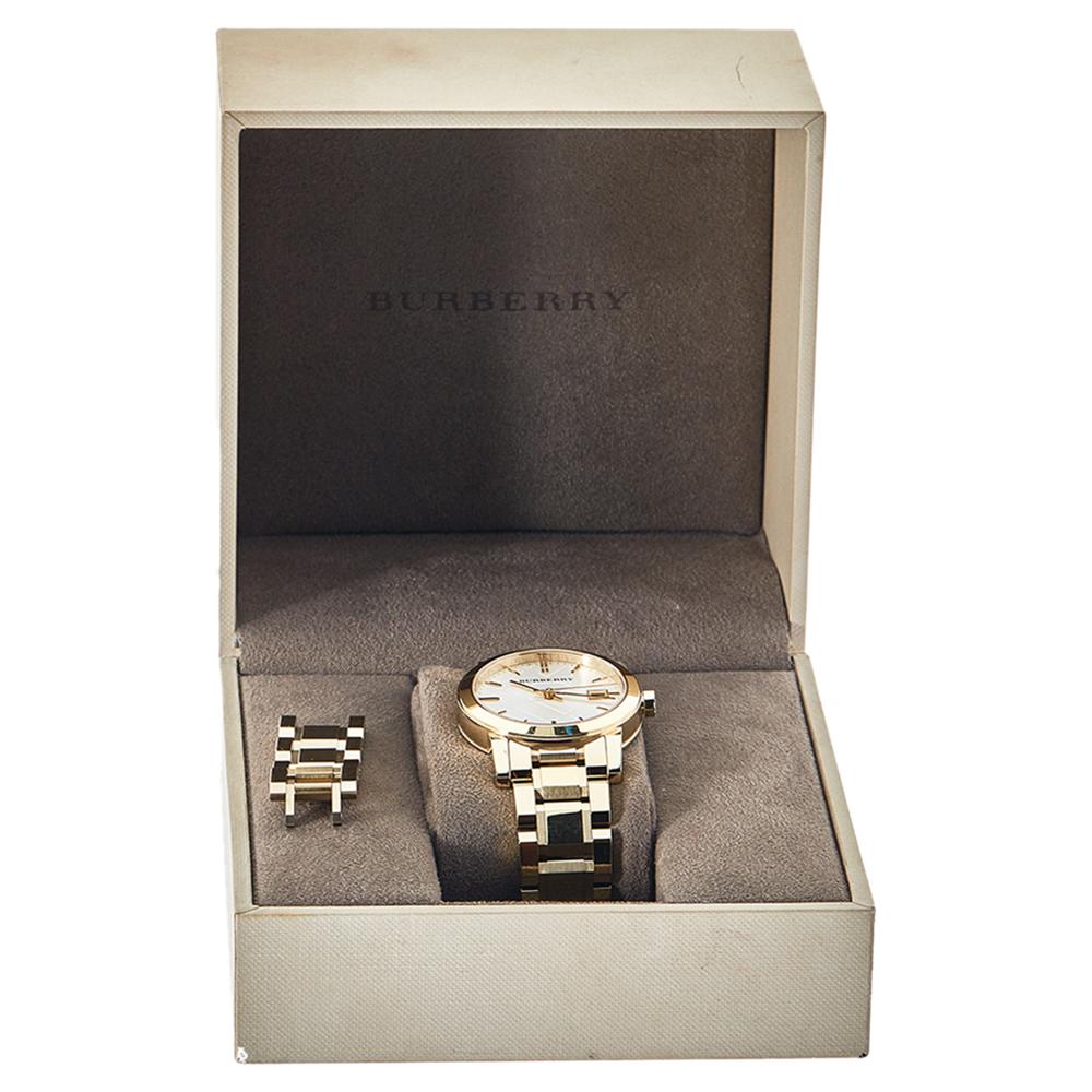 Burberry Silver Gold Tone Stainless Steel BU9103 Women's Wristwatch 34 mm 1