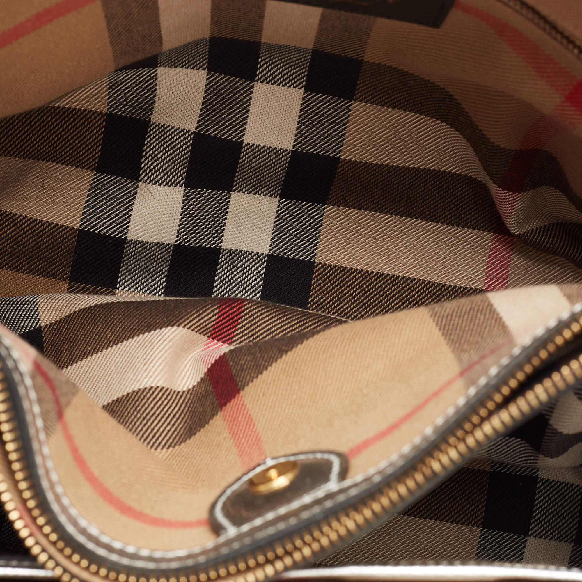 Burberry Silver Leather Brogues Banner Fringe Tote 4