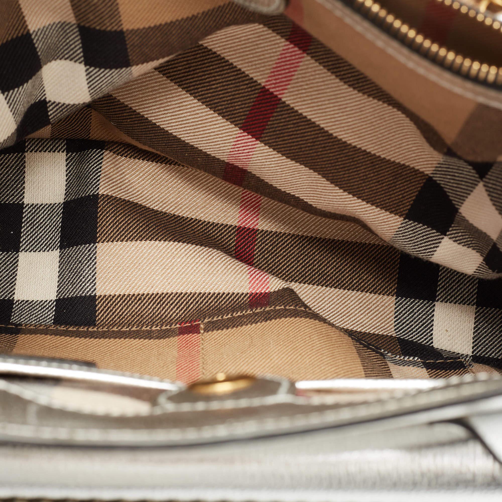 Burberry Silver Leather Brogues Banner Fringe Tote 6