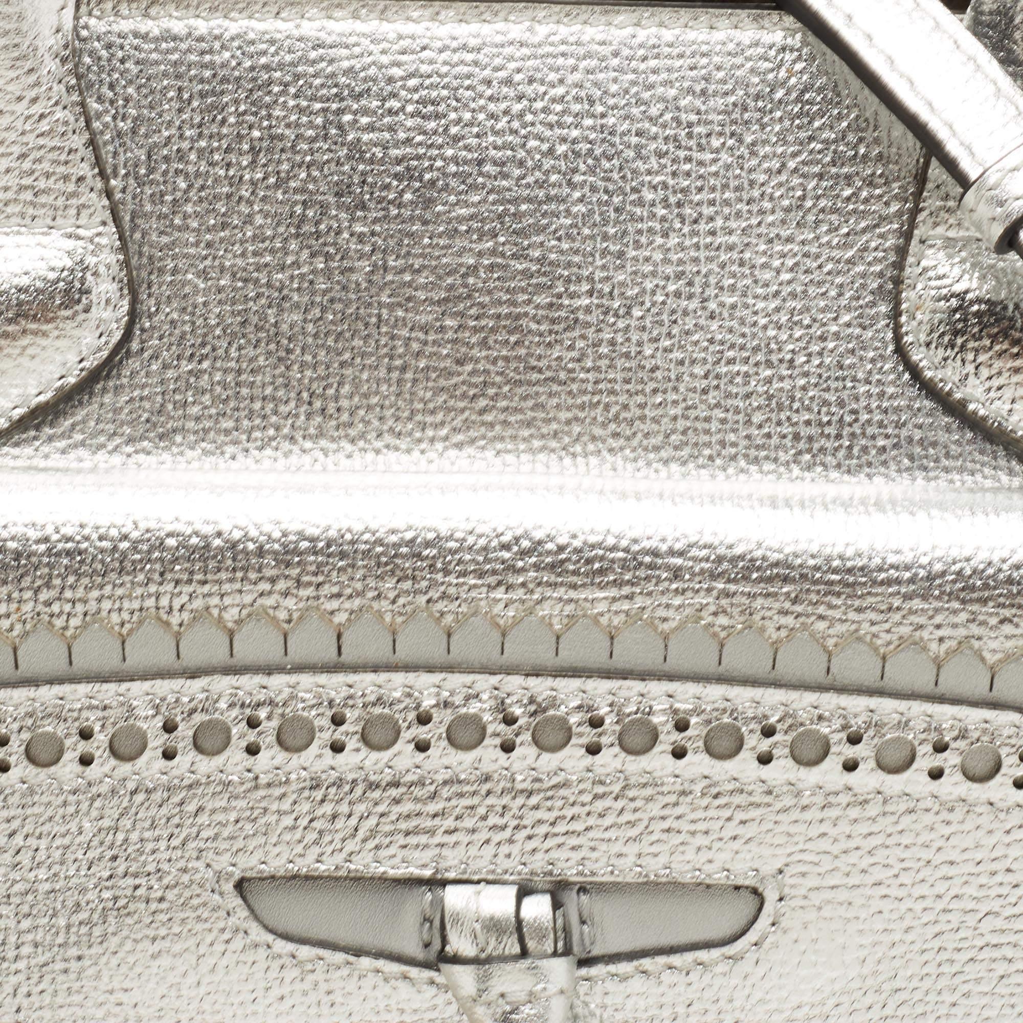Burberry Silver Leather Brogues Banner Fringe Tote 2