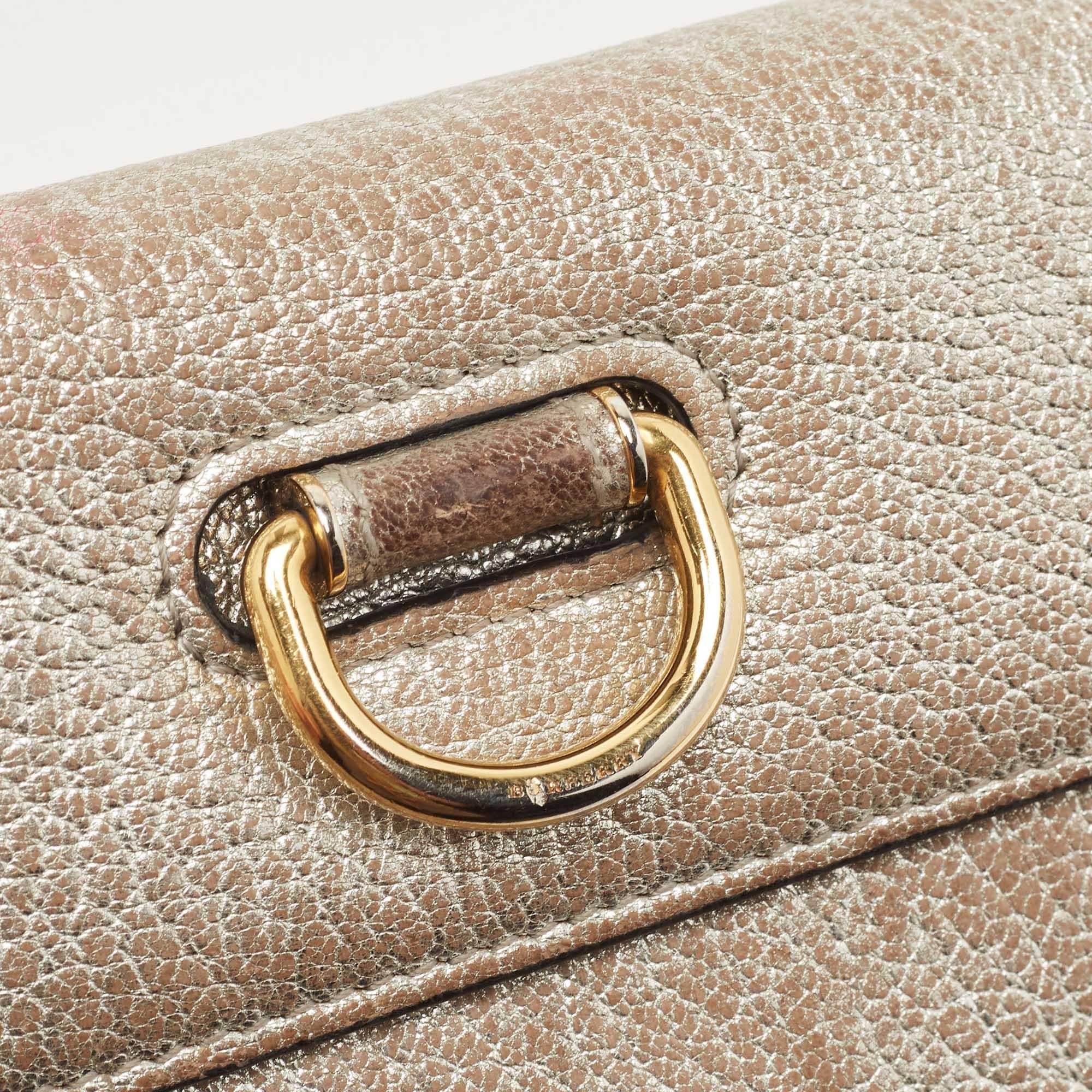Burberry Silver Leather Continental Wallet For Sale 2