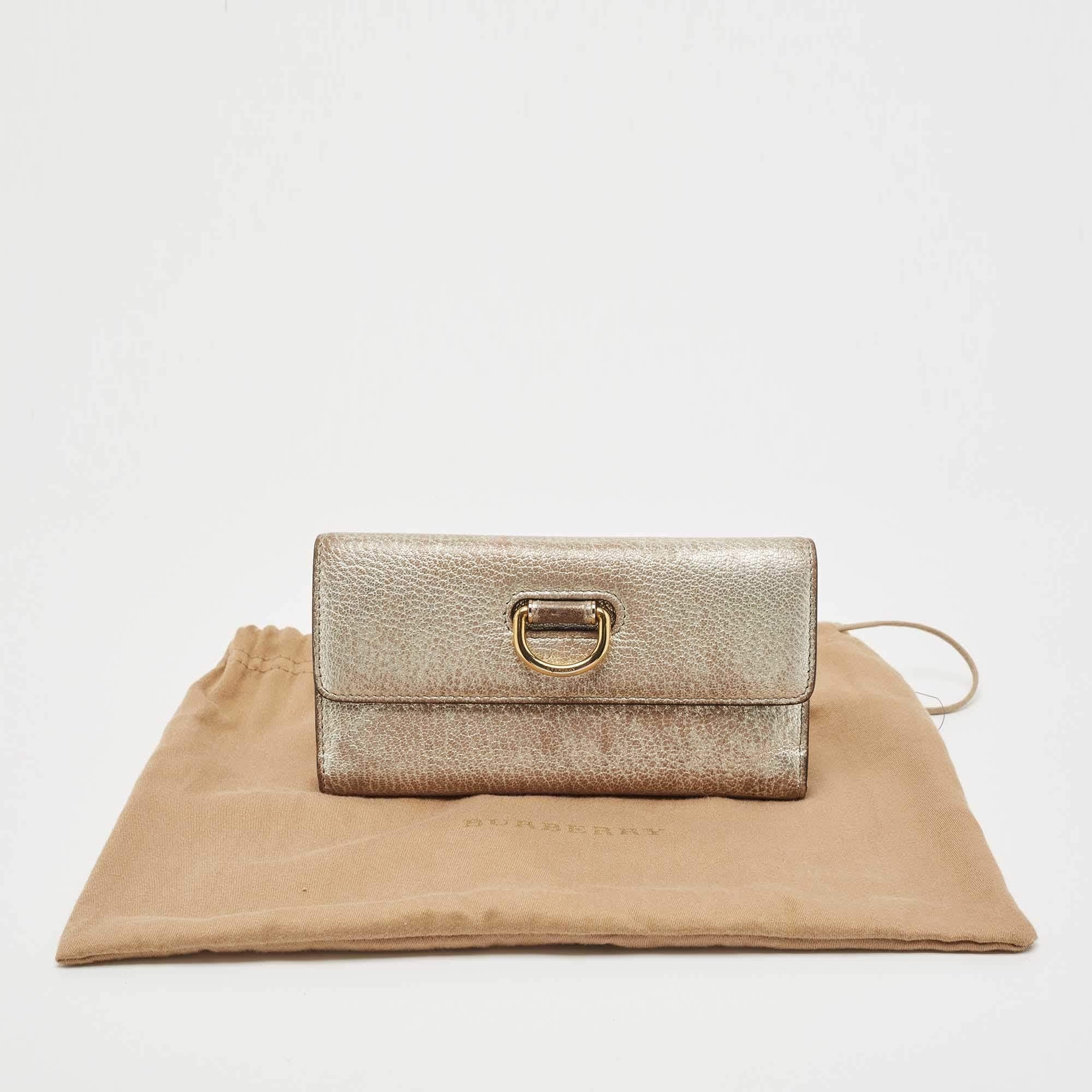 Burberry Silver Leather Continental Wallet For Sale 3
