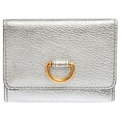 Burberry Silver Leather D Ring Compact Wallet