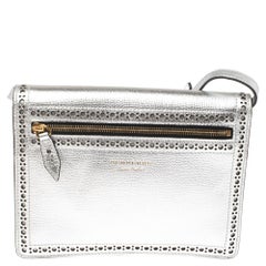 Burberry Silver Leather Macken Broguing Tassel Shoulder Bag