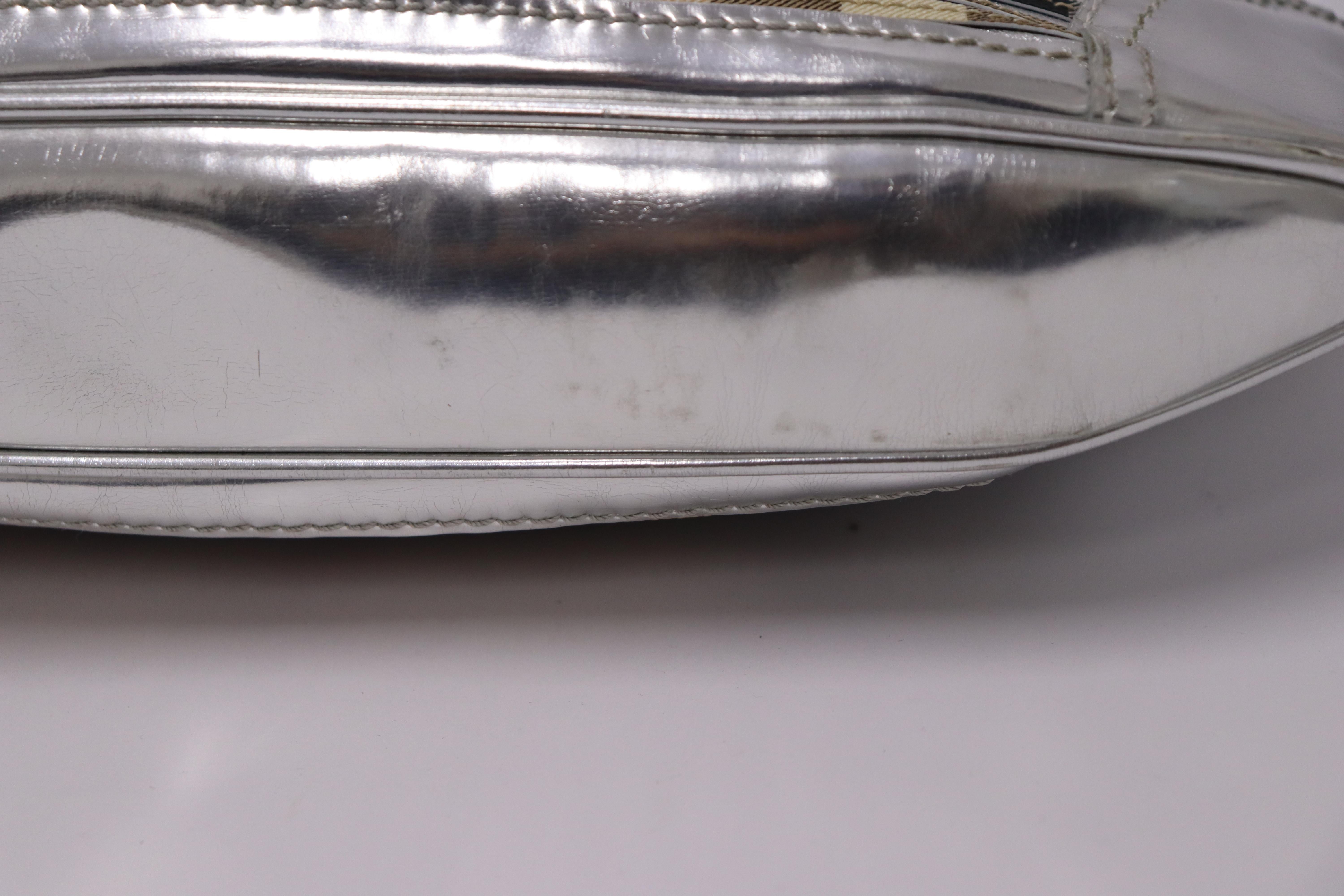 Burberry Silver Metallic Striped Shoulder Bag 4