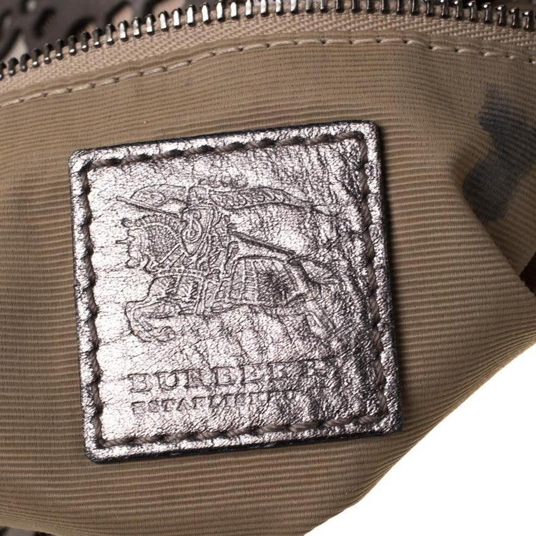 Burberry Silver Nickel Lasercut Leather and Supernova Check Brooklyn