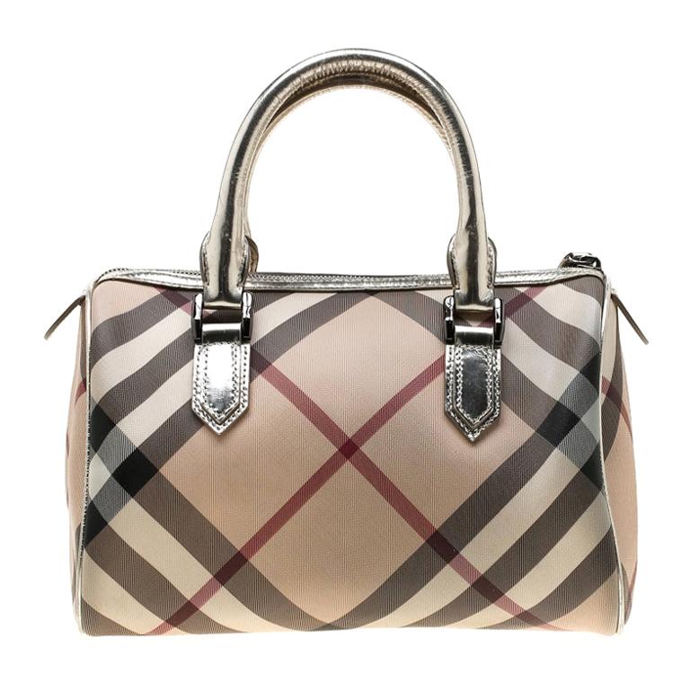 Burberry Silver Nova Check PVC and Leather Chester Boston Bag For Sale at  1stDibs