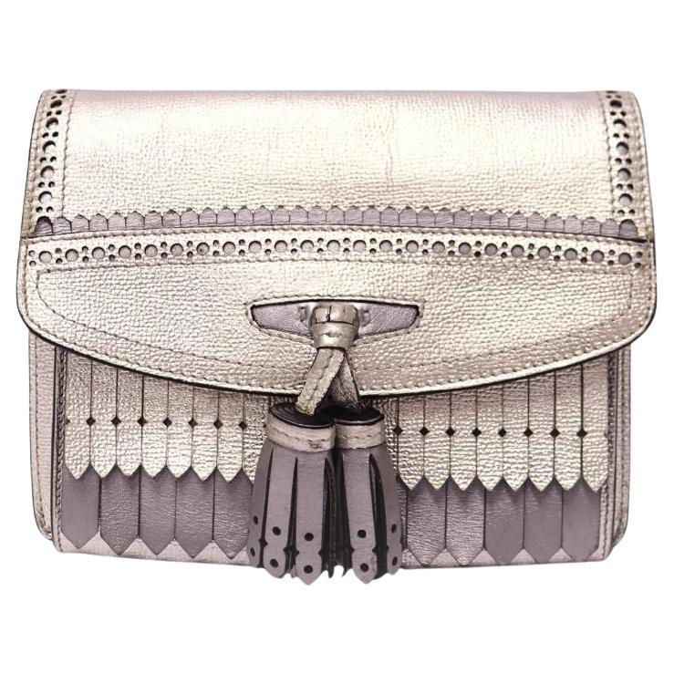 Burberry - Borsa a tracolla in pelle con motivo argento