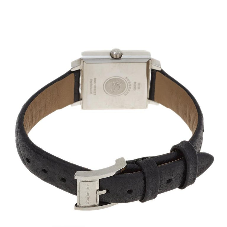 Burberry Nova Check Silver Dial Two Tone Leather Strap Watch For Women - BU9404