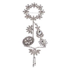 Burberry Silver Tone Daisy Wreath Crystal Brooch