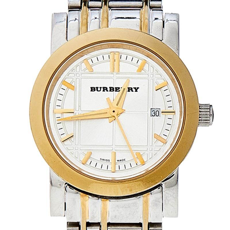 Burberry Silver Two Tone Stainless Steel Heritage BU1359 Women s Wristwatch 28mm at 1stDibs burberry two tone watch burberry watch women burberry silver watch