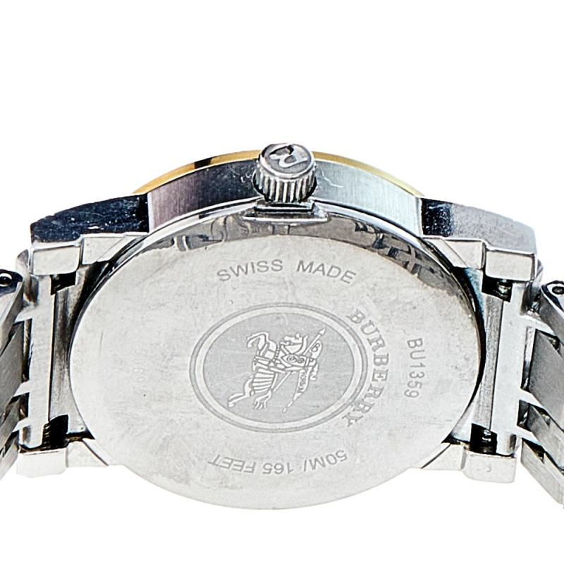 Contemporary Burberry Silver Two Tone Stainless Steel Heritage BU1359 Women's Wristwatch 28mm