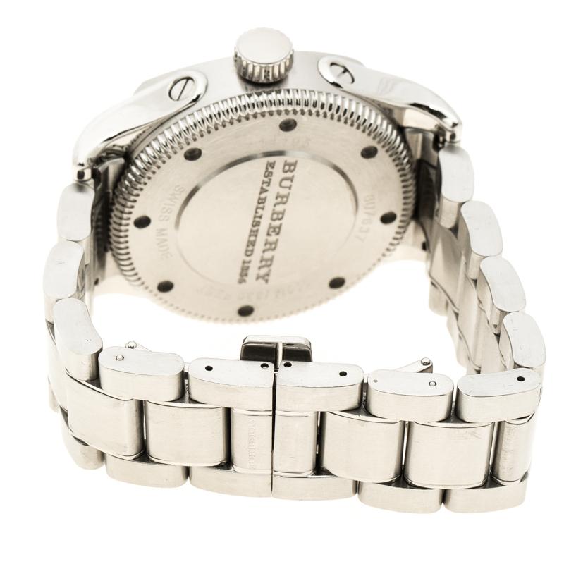 Contemporary Burberry Silver White Military Inspired BU7637 Men's Wristwatch 43 mm