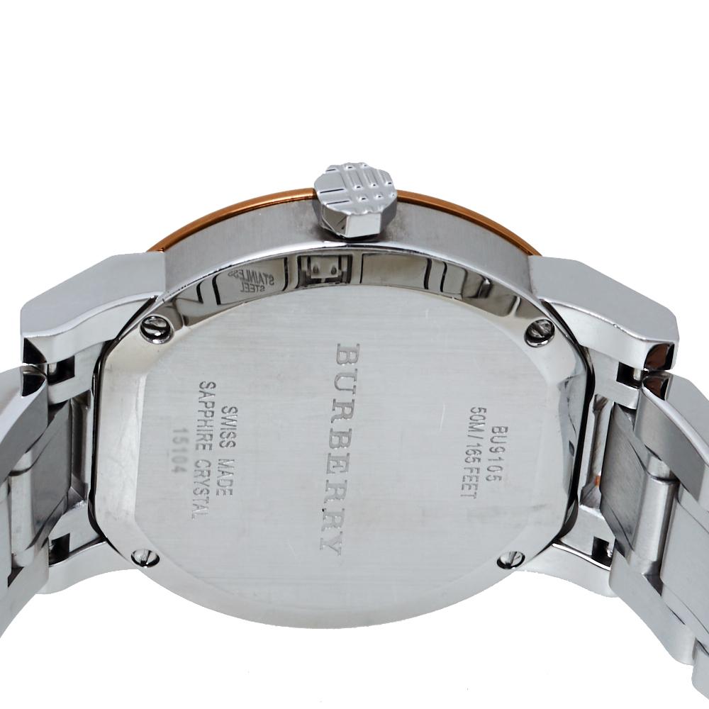 Burberry Silver White Two Tone Stainless Steel BU9105 Women's Wristwatch 34 mm 1