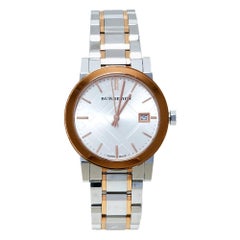 Burberry Silver White Two Tone Stainless Steel BU9105 Women's Wristwatch 34 mm