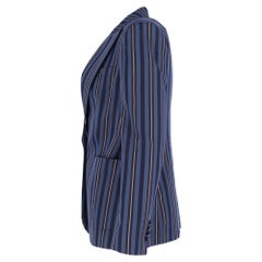 Blazer de Burberry de una sola fila de botones, con rayas tejidas, de lana azul marino