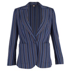 Blazer de Burberry de una sola fila de botones, con rayas tejidas, de lana azul marino